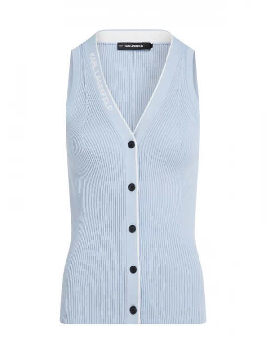 Foto van product Karl Lagerfeld Gebreide bodywarmer lichtblauw / wit