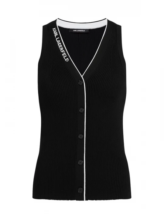 Foto van product Karl Lagerfeld Gebreide bodywarmer zwart / wit