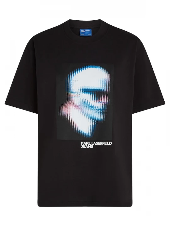 Foto van product KARL LAGERFELD JEANS Shirt 'DIGITIZED' azuur / lichtgrijs / zwart