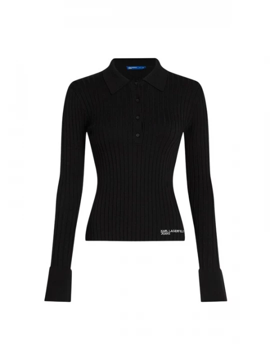 Foto van product KARL LAGERFELD JEANS Trui 'KLJ Ls Knitted Polo B1W18026' zwart