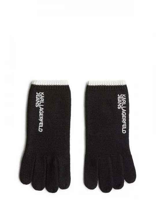 Foto van product KARL LAGERFELD JEANS Vingerhandschoenen zwart / wit / natuurwit
