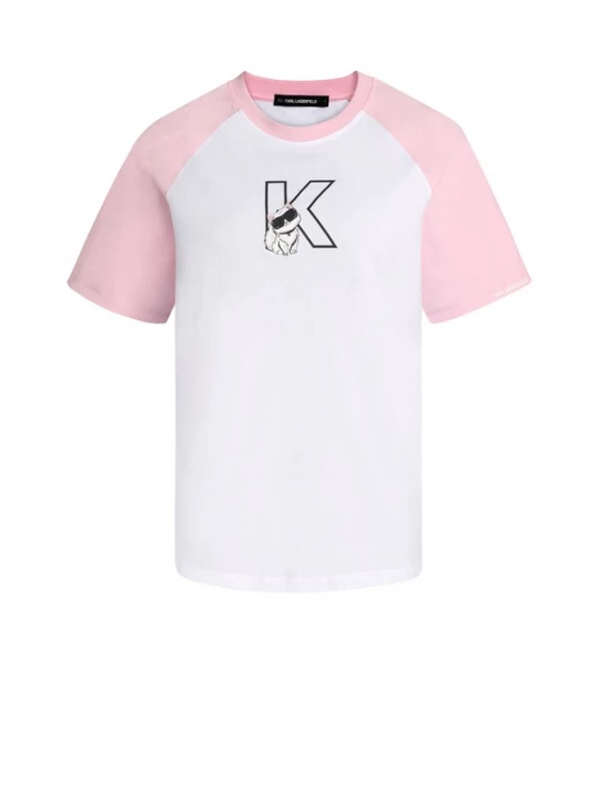Foto van product Karl Lagerfeld Shirt 'Ikon Choupette' lichtgrijs / rosa / zwart / wit