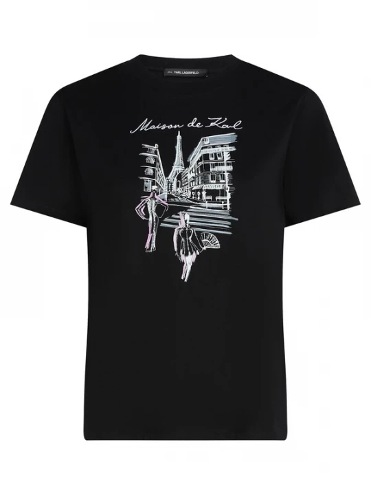 Foto van product Karl Lagerfeld Shirt 'PARIS SKETCH STREET' grijs / pruim / zwart / wit