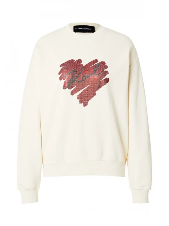 Foto van product Karl Lagerfeld Sweatshirt 'HEARTS' crème / karmijnrood / zwart