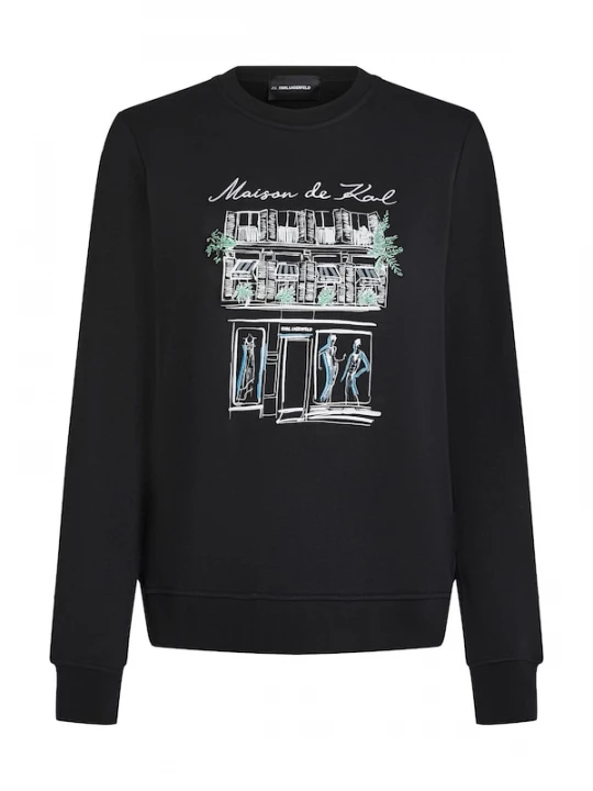 Foto van product Karl Lagerfeld Sweatshirt 'PARIS SKETCH STORE' lichtblauw / lichtgroen / zwart / wit