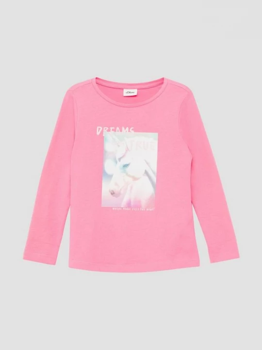 Foto van product Katoenen A-lijn top met lange mouwen s.Oliver roze