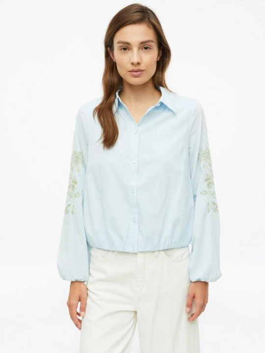 Foto van product Katoenen blouse in een O-vorm met borduursel s.Oliver blauw