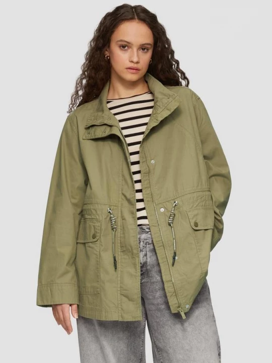 Foto van product Katoenen jack met koord in de taille QS olijfgroen
