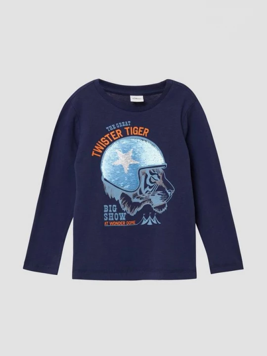 Foto van product Katoenen lange mouw met print en omkeerbare pailletten s.Oliver blauw