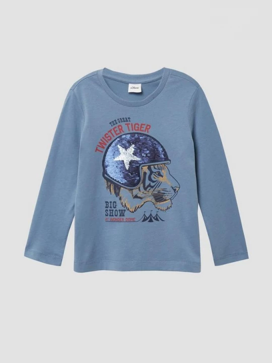 Foto van product Katoenen lange mouw met print en omkeerbare pailletten s.Oliver blauw