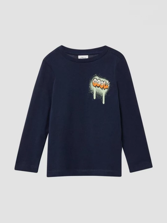 Foto van product Katoenen lange mouw met voor- en achterprint s.Oliver blauw