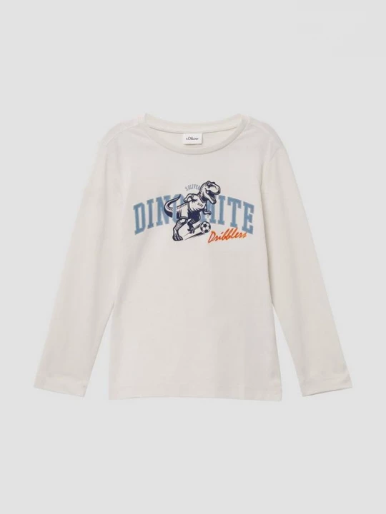 Foto van product Katoenen longsleeve met print op de voorkant s.Oliver grijs