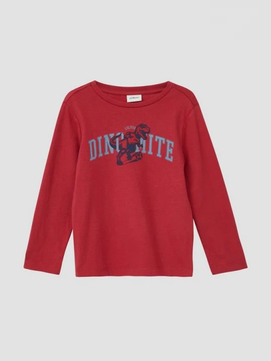 Foto van product Katoenen longsleeve met print op de voorkant s.Oliver rood