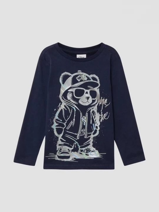 Foto van product Katoenen longsleeve met siliconenprint s.Oliver blauw