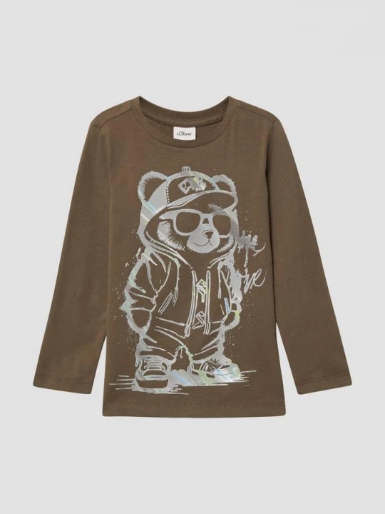 Foto van product Katoenen longsleeve met siliconenprint s.Oliver bruin