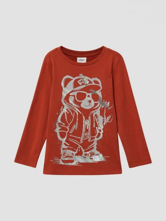 Foto van product Katoenen longsleeve met siliconenprint s.Oliver rood