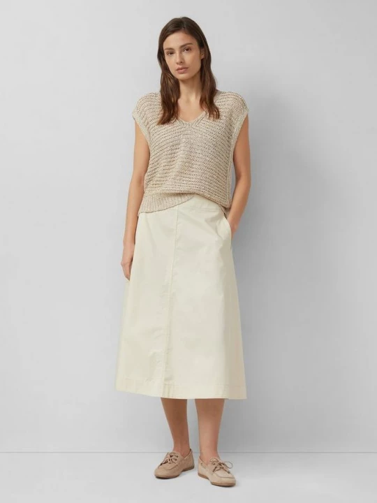 Foto van product Katoenen midirok met elastische tailleband en paspelzakken s.Oliver crème