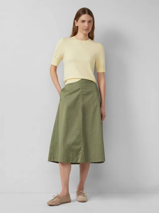Foto van product Katoenen midirok met elastische tailleband en paspelzakken s.Oliver olijfgroen