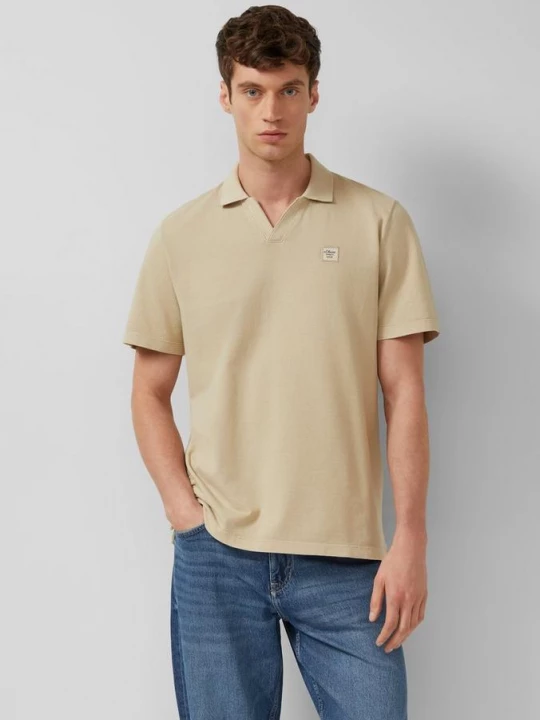 Foto van product Katoenen piqué polo met kledingstukverf s.Oliver beżowy