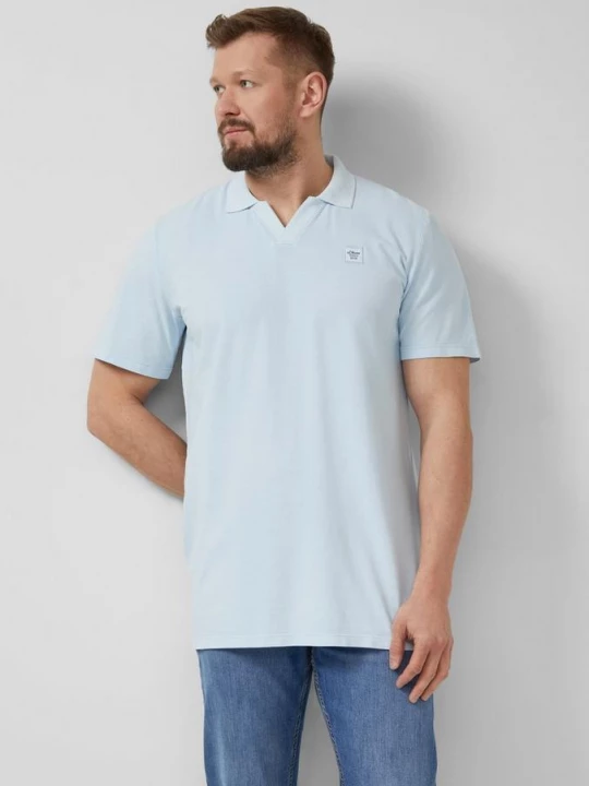 Foto van product Katoenen piqué polo met kledingstukverf s.Oliver blauw