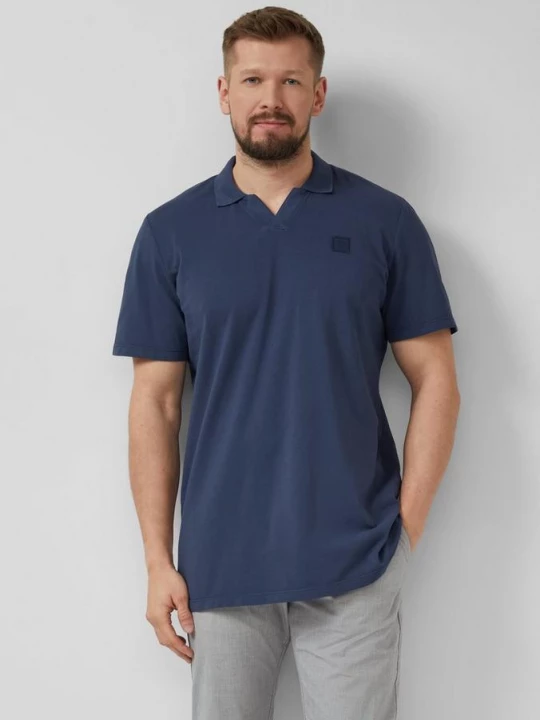 Foto van product Katoenen piqué polo met kledingstukverf s.Oliver blauw