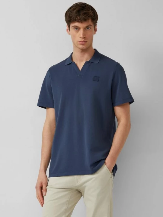 Foto van product Katoenen piqué polo met kledingstukverf s.Oliver blauw