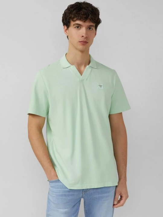 Foto van product Katoenen piqué polo met kledingstukverf s.Oliver groen