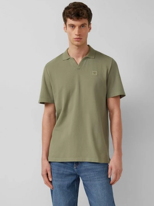 Foto van product Katoenen piqué polo met kledingstukverf s.Oliver olijfgroen