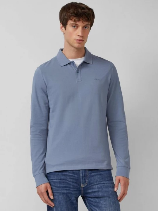 Foto van product Katoenen piqué polo met lange mouwen en manchetten s.Oliver blauw