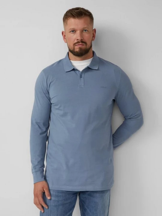 Foto van product Katoenen piqué polo met lange mouwen en manchetten s.Oliver blauw