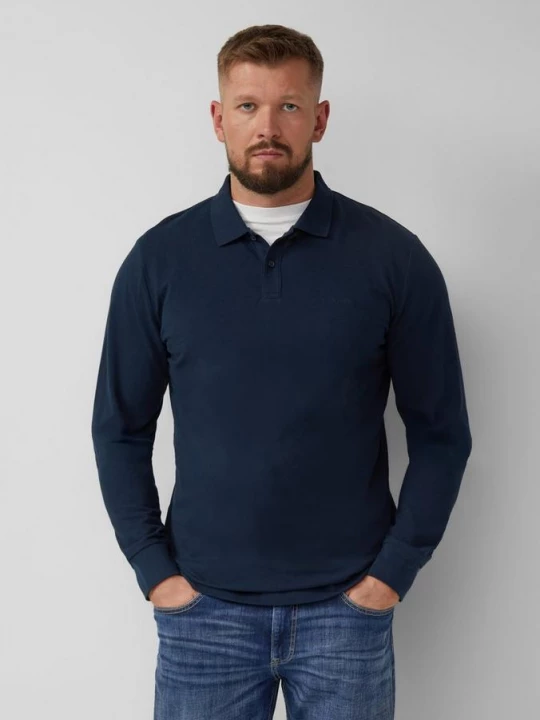 Foto van product Katoenen piqué polo met lange mouwen en manchetten s.Oliver blauw