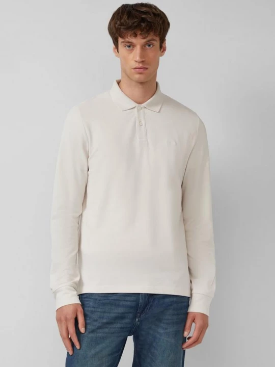 Foto van product Katoenen piqué polo met lange mouwen en manchetten s.Oliver crème