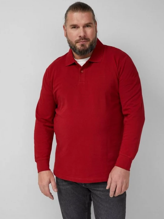 Foto van product Katoenen piqué polo met lange mouwen en manchetten s.Oliver rood