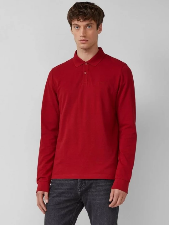 Foto van product Katoenen piqué polo met lange mouwen en manchetten s.Oliver rood
