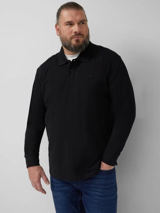Foto van product Katoenen piqué polo met lange mouwen en manchetten s.Oliver zwart