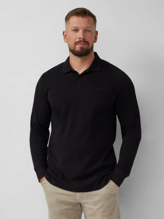 Foto van product Katoenen piqué polo met lange mouwen en manchetten s.Oliver zwart
