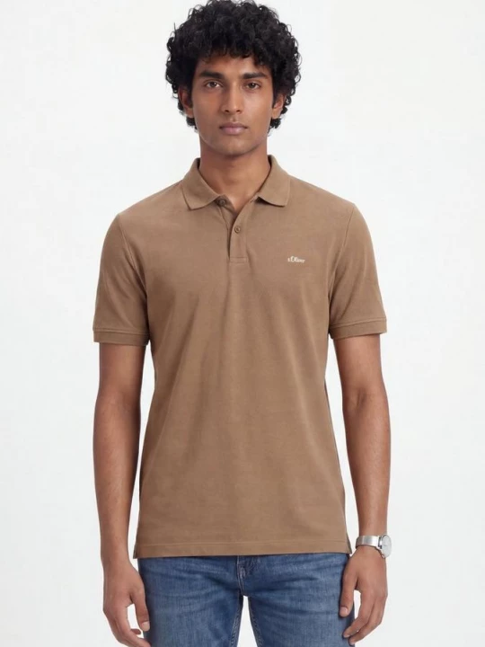 Foto van product Katoenen piqué polo s.Oliver bruin