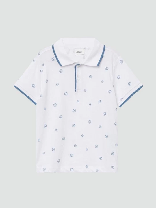 Foto van product Katoenen polo met all-over print s.Oliver wit