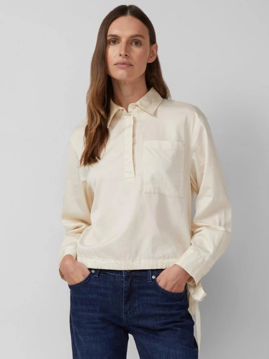 Foto van product Katoenen satijnen blouse met strikdetail aan de zoom s.Oliver beżowy