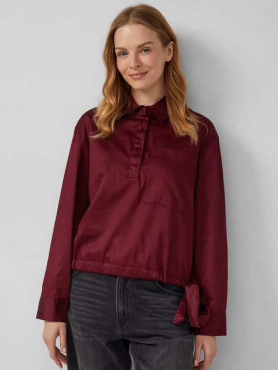 Foto van product Katoenen satijnen blouse met strikdetail aan de zoom s.Oliver rood