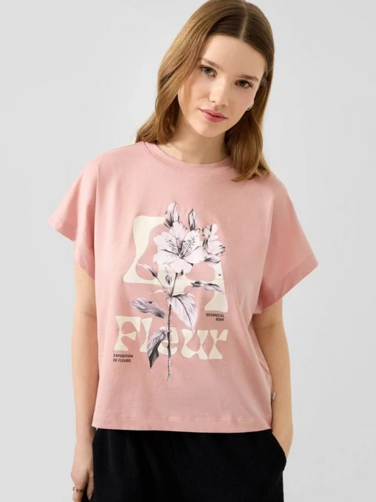 Foto van product Katoenen shirt met frontprint QS roze