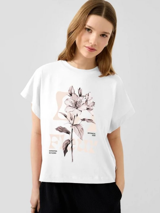 Foto van product Katoenen shirt met frontprint QS wit