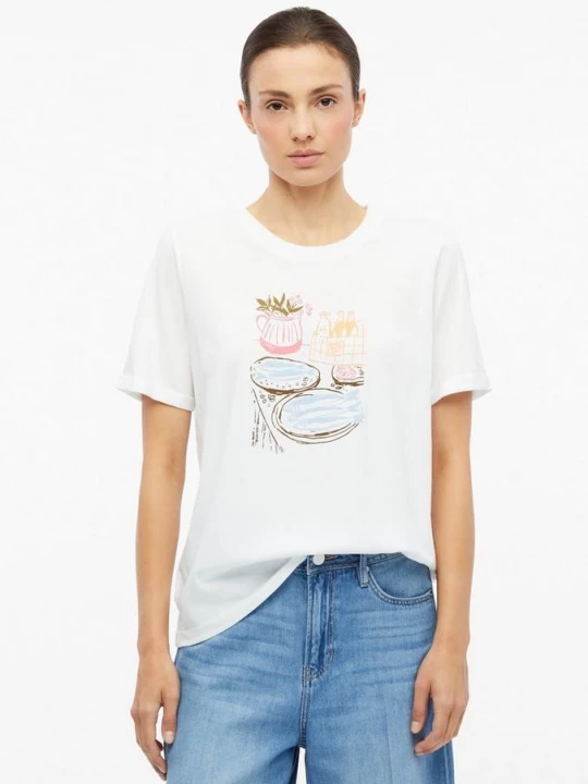 Foto van product Katoenen shirt met frontprint s.Oliver wit