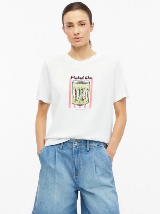 Foto van product Katoenen shirt met frontprint s.Oliver wit