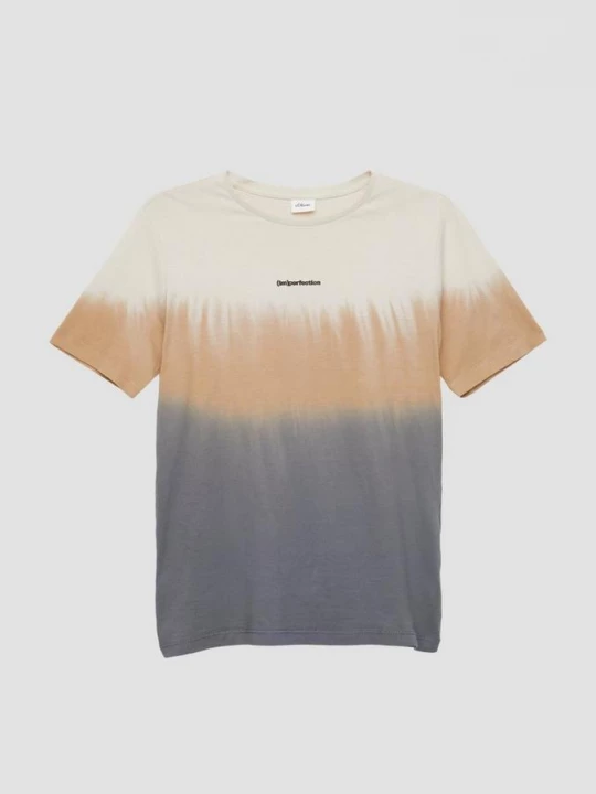 Foto van product Katoenen shirt met gebatikte look en kleine tekstprint s.Oliver grijs