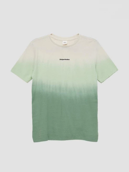 Foto van product Katoenen shirt met gebatikte look en kleine tekstprint s.Oliver groen