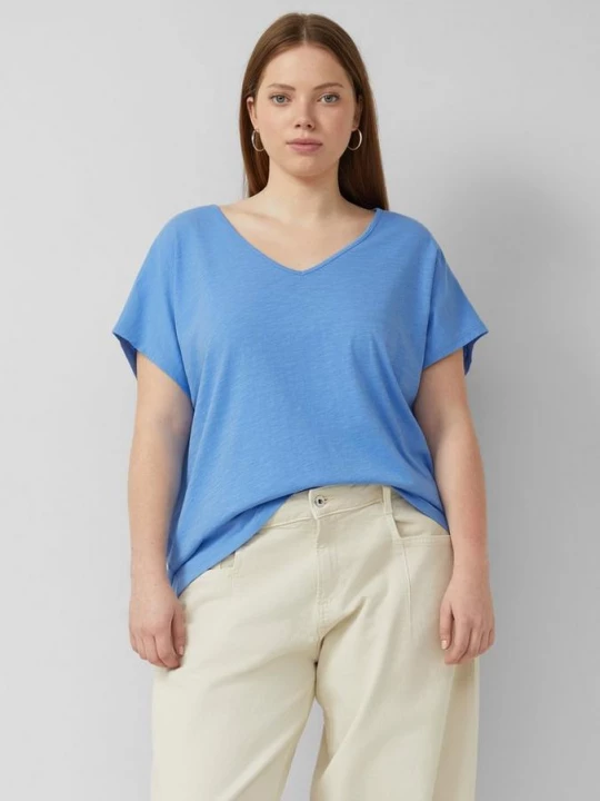 Foto van product Katoenen shirt met kanten inzet QS blauw