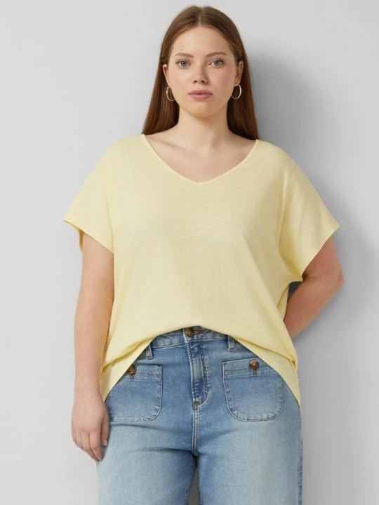 Foto van product Katoenen shirt met kanten inzet QS geel