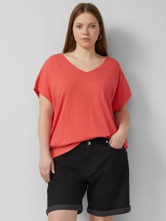 Foto van product Katoenen shirt met kanten inzet QS rood