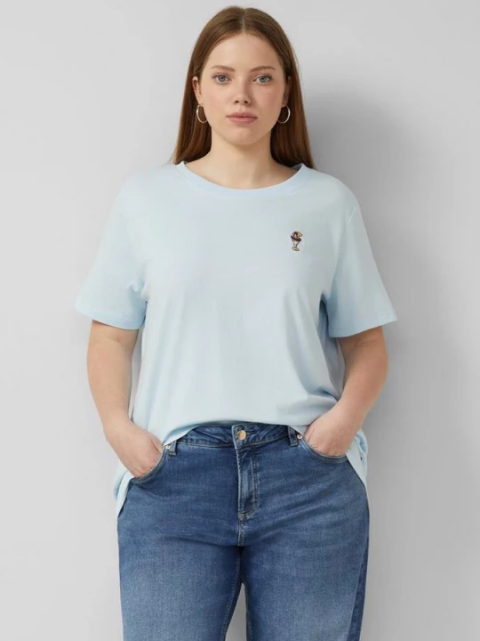 Foto van product Katoenen shirt met klein borduursel QS blauw